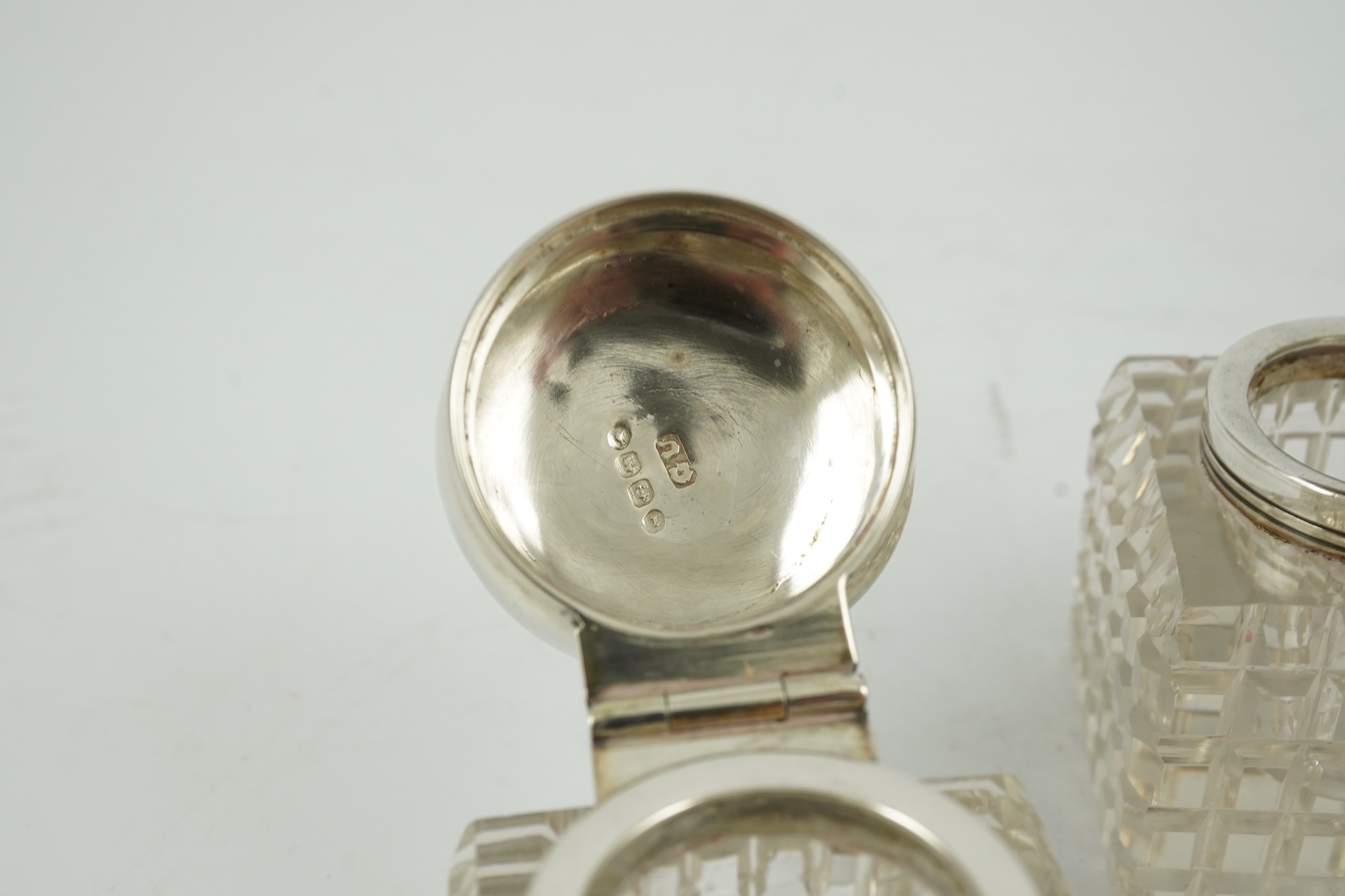 A late Victorian silver two handled rectangular inkstand by George Unite